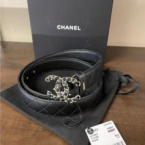 Chanel belt black with silver hardware size 85